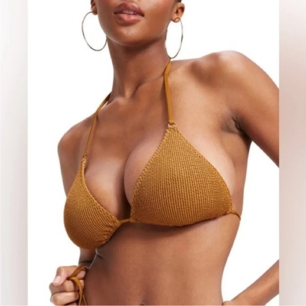 Good American Always Fits Tiny Ties Top, Bronze Brown